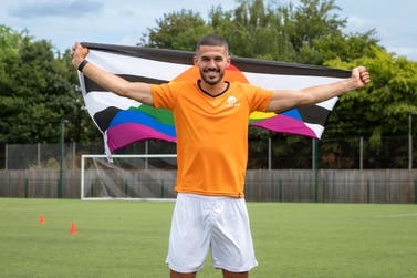 *** FREE FOR EDITORIAL USE *** Just Eat, in partnership with Football vs Homophobia, has teamed up with England International Conor Coady to launch Allies United, a first-of-its-kind initiative to encourage grassroots football teams to become allies of the LGBTQIA+ community.