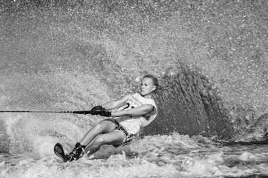 Isabel Cosgrove (11) from Chalfont St Peter, Bucks, will represent GB at the 2023 European Youth Waterski Championships in Spain from 9th August. Picture date: August 2022. Photo credit: James Elliott
