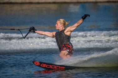 Ben Turp from Gosfield, Essex, will compete at the British National Waterski Championships from 24th August 2023. Photo credit: Ismael Herrero