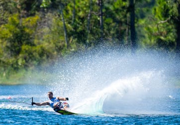 GB's Freddie Winter wins the men's slalom at the 2023 World Waterski Championships in Florida, USA. Picture date: 15th October 2023. Photo credit: Johnny Hayward