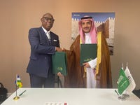 SFD CEO, H.E. Sultan Al-Marshad, and the Prime Minister and Minister of State in Charge of Economy, Planning, and International Corporation of the Republic of Central Africa, H.E. Felix Moloua, signed $20 Million Development Loan Agreement to Fund Infrastructure Projects.” (Photo: AETOSWire)