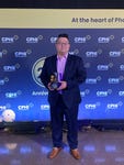 Kevin Song, Ph.D., Global Marketing Director accepts CPhI Award for Apisolex™ Polymer on behalf of The Lubrizol Corporation. (Photo: Business Wire)