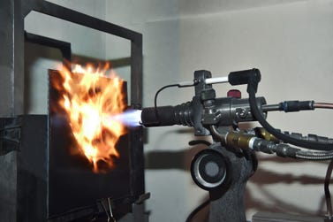 LG Chem and LX Hausys have developed 'Special Flame Retardant Continuous Fiber Thermoplastic (Special Flame Retardant CFT)' that can delay battery thermal runaway and withstand a flame at 1,500 degrees Celsius for over 20 minutes. (Photo: LG Chem)