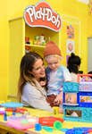 EDITORIAL USE ONLY Binky Felstead with her son Wolfie at Play-Doh’s Restaurant of Imagination pop up in London. Picture date: Friday October 27, 2023. PA Photo. The pop up, which invites families to create pretend Play-Doh meals using its new Busy Chef’s Restaurant play set and see them transformed into real-life meals, follows research which reveals nearly one-third of parents characterise an average mealtime as ’stressful’ and ‘frustrating’ in their household, with 8 in 10 regularly dealing with ‘picky eaters’ at the dinner table.