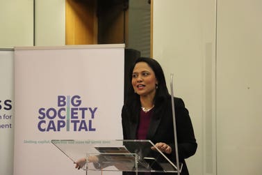 Rushanara Ali, Chair of the APPG on Philanthropy and Social Investment, speaks at the event