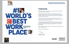 Hilton recognizes global team members in advertisement appearing in major media outlets for their accomplishment of being recognized as the No. 1 World's Best Workplace (Graphic: Hilton)
