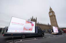 A view of a digital van in Westminster as part of the ‘Say Pants to the Tax’ campaign led by Marks and Spencer calling on the Chancellor to make period pants VAT free. Period pants currently classified as clothing, which means they are subject to a 20per cent tax. The campaign comes 2 days before this year’s Autumn Statement.