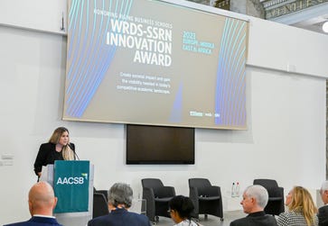 Victoria Kent announces University of Hamburg - Faculty of Business, Economics, and Social Sciences as winner of the 2023 WRDS-SSRN Innovation Award. (Photo: Business Wire)