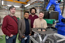 The research team studying the Bennu asteroid at Diamond Light Source. From left to right, Dr Alberto Leonardi, Beamline Scientist on DIAD at Diamond Light Source, Dr Sharif Ahmed, Principal Beamline Scientist