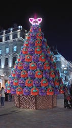 Pictured_ Giant Furby adorned trees appear to take over London’s Regent Street, Paris' Boulevard Haussmann (Place Diaghilev), and Berlin's Brandenburg Gate in videos appearing online