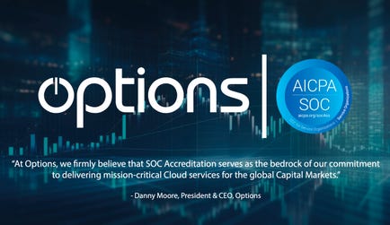 Options today announced its 13th consecutive year of compliance with the American Institute of Certified Public Accountants (AICPA) ISAE3402, SOC1, SOC2, and SOC3 standards. (Graphic: Business Wire)