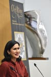 Dr Hayaatun Sillem speaking at the Clocktime launch at the Royal Academy of Engineering, where she is CEO
