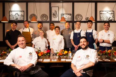 EDITORIAL USE ONLY Chefs including Caroline Martins, Dan Keane, Owen Morgan, Kelly Richardson, Antonio Gonzalez Milla, Francisco ‘Paco’ Jose Torrico and Michelin star chef Nieves Barragan at the launch of Estrella Galicia Gastronomy Month at Tapas Brindisa, Battersea. Picture date: Wednesday April 10, 2024. PA Photo. The month long festival, dedicated to the rich flavours of Spain, features 21 events across the UK and Ireland with tickets on sale now.