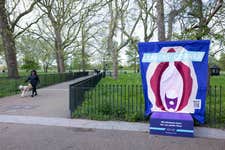 A view of a soapbox called the ‘pelvic podium’ at Speakers Corner in Hyde Park, London, as part of a campaign to raise awareness of the UK’s maternal pelvic health crisis. Picture date: Thursday April 18, 2024. PA Photo. The campaign comes as women's health brand Elvie highlights that the Government’s deadline to introduce specialist perinatal pelvic health services across England has passed without meeting its target, finding that a third of the country is still without women's pelvic health services.