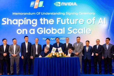 The MoU signing ceremony took place in Hanoi, Vietnam, with the participation of FPT and NVIDIA senior executives (Photo: Business Wire)
