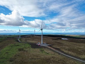 Kirk Hill Wind Farm in Ayrshire, owned by 5,600 members of the public in a co-operative managed by Ripple Energy.