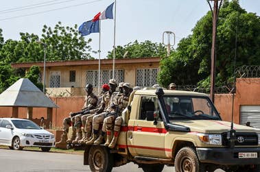 Niger is one of the countries in the Sahel region where there has been a coup d'état in recent years. The picture shows a patrol of the Niger national Police which drives past the French Embassy in the capital city Niamey on August 28, 2023. (Photo by AFP)