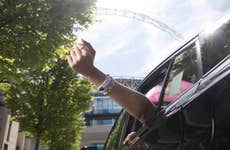 EDITORIAL USE ONLY Andreia displays her bracelets outside Wembley Stadium, London as Uber releases limited edition bespoke, colour-coded friendship bracelets in Ubers across Edinburgh, Liverpool, Cardiff and London to celebrate Taylor Swift’s The Era’s tour coming to the UK. Issue date: Wednesday May 1, 2024. PA Photo. The colour-coded friendship bracelets will be available to Uber riders to share and swap at concerts during this summer of concerts, with 200 of the bracelets also including a special code that offers £20 off Uber Reserve trips.