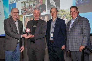 Biotechnology scientist and entrepreneur and Kindeva Drug Delivery’s Head of the Scientific Advisory Board, John Patton (second from the left), was named the winner of the Charles G. Thiel Award for outstanding research and discovery in respiratory drug delivery at this year’s Respiratory Drug Delivery (RDD) Conference. Also pictured (from left to right): Michael Hindle, Ph.D., Professor, School of Pharmacy at Virginia Commonwealth University, Stephen Stein, Scientific Director of Inhalation Product Development at Kindeva, and Milton Boyer, CEO at Kindeva. (Photo: Business Wire)