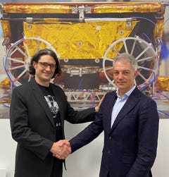 Julien Lamamy, CEO of ispace-Europe and Ovidiu Ratiu, Founder and CEO of CDS at a meeting in Luxembourg. (Photo: Business Wire)