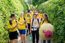 EDITORIAL USE ONLY Darcy and Maxine Laceby with Emma Willis, Broadcaster and Amaya Alvarez during Absolute Collagen’s ‘Map My Baps’ challenge, a 21km trek through the Chilterns to drive awareness and support for breast cancer charity, Coppafeel. Issue date: Sunday May 26, 2024. PA Photo. The half marathon route took the shape of a pair of breasts. Photo credit should read: Anthony Upton/PA Media Assignments