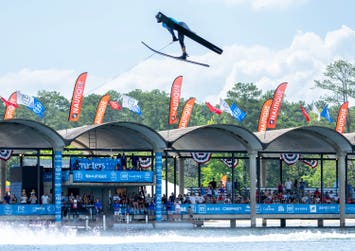 GB's Joel Poland leaps to victory in Men's Jump at the 2024 Masters Waterski & Wakeboard Tournament in Georgia, USA. Picture date: 26 May 2024. Photo credit: Johnny Hayward