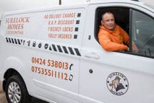 Matt Triboulliard, Owner of Surelock Homes, the winner of Simply Business’ Britain’s Best Small Business Name 2024 competition, in his branded van.