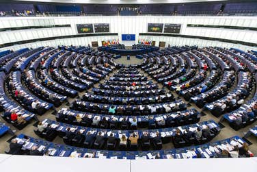 Plenary hall of the European Parliament in Strasbourg, France: 720 new representatives from the EU member states will be elected in the elections from 6 to 9 June. (Photo: Philipp von Ditfurth / dpa)