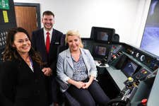 Shadow Secretary of State for Transport, Louise Haigh (right) with the MD of Hull Trains, Martijn Gilbert and Service Delivery Director, Lou Mendham at the opening of Hull Trains’ new Learning and Development Academy, which will be used to train drivers using a new state-of-the-art train simulator. Picture date: Friday May 31, 2024. PA Photo.