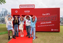 EDITORIAL USE ONLY The Oxford University Taylor Swift Society at the UK’s biggest photo booth, part of The Nation’s Network Campaign, launched by Vodafone. Wednesday June 11, 2024. PA Photo. The booth will provide the nation’s networks with profile pics for their group chats, social networks and communities captured by celebrity photographer Samir Hussein at Potters Field Park, London. The launch follows research showing that the average adult is now part of 83 active group chats and over a quarter of people communicate with friends, family and work colleagues through their group chats more than one-on-one messaging.