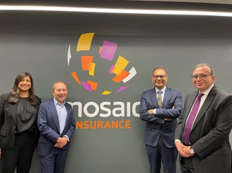 L to R : Reeva Bakhshi, CFO, Mosaic; Mitch Blaser, Co-CEO, Mosaic; Keshav R. Murugesh, Group CEO, WNS; and Krishnan Ethirajan, COO, Mosaic (Photo: Business Wire)