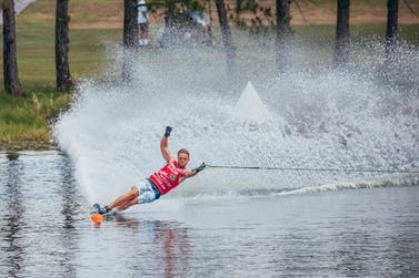 GB waterskier Rob Hazelwood competing in slalom. Picture date: May 2024. Photo credit: Tiare Miranda