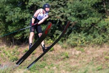 GB's Harley Coster wins gold in the Under-14 Boys jump at the 2024 Europe & Africa Youth Waterski Championships. Issue date: 26 August 2024. Photo credit: James Elliott