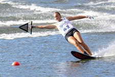 GB's Issy Cosgrove wins bronze in the Under-14 Girls slalom at the 2024 Europe & Africa Youth Waterski Championships. Issue date: 26 August 2024. Photo credit: James Elliott