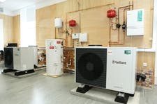 Undated handout image showing heat pumps used as training equipment at E.ON's Net Zero Training Academy in Kingswinford, UK.