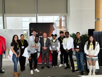 Handout image from E.ON 26/09/24 of the Coventry careers event at E.ON's HQ at Westwood Business Park. Pictured centre is Coventry City Council Cabinet Member Cllr Jim O'Boyle (centre) and Ben Tuck, E.ON's Social Value Manager (back row, third from left)