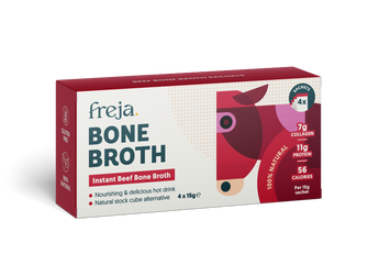 High in protein, packed with collagen, and nutrient-rich, the delicious Instant Bone Broth, which comes in Beef and Chicken flavours, is ideal for cooking. Just swap out your ultra-processed stock cube, and use Instant Bone Broth to give you a delicious, natural alternative that adds protein (11g per serving) and collagen (Beef, 7g, types I and III per serving/Chicken 6g type II per serving)to any meal.