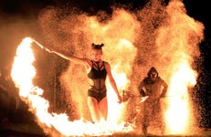 Fire performance at Púca Halloween Festival in Ireland's Ancient East. Image © Harris PR