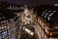 EDITORIAL USE ONLY The new Christmas Lights, titled ‘Into The Light’ are switched-on at London’s Carnaby Street. Picture date: Thursday November 7, 2024. PA Photo. The new six-metre sculptural light display, features thousands of energy-efficient LEDs and will be in-situ for a five-year period.