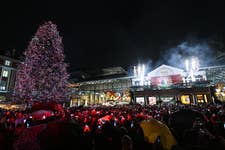 EDITORIAL USE ONLYGeneral atmosphere at the Covent Garden 2024 annual Christmas Lights Switch On in London, hosted by Luke Evans and Myleene Klass for Save the Children. Picture Date: Tuesday November 12th, 2024. PA Photo. The event included performances from ‘Tina! - The Tina Turner Musical’, the cast of ‘Mean Girls The Musical’ and the London International Gospel Choir. The display illuminates the historic Market Building, the 55ft Christmas tree, and a new festive installation in Seven Dials, kicking off the destination’s seven-week festive programme and raising funds for Save the Children charity.