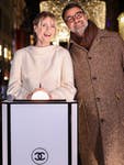 EDITORIAL USE ONLY Thomas du Pre de Saint Maur, Head of Global Creative CHANEL Fragrance & Beauty, Dee Corsi, CEO at New West End Company, and British actress Lucy Boynton at the switch on of the Christmas Bond Street lights in London by CHANEL Fragrance & Beauty. Picture date: Thursday 14 November 2024. PA Photo. The display will run until Sunday 12 January 2025. For the first time, the street is lit with an exclusive CHANEL No5 holiday light installation, spanning from Piccadilly to Oxford Street.