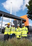 Undated handout picture of Simon Duncan, Commercial Director or E.ON Infrastructure Solutions (centre left) and Nicola Shaw, CEO of Yorkshire Water (centre right) at E.ON's Blackburn Meadows Renewable Energy Plant