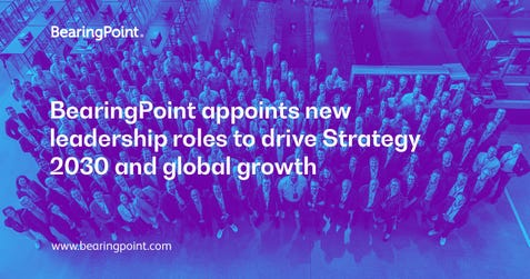 Management and technology consultancy BearingPoint announces new leadership roles after Matthias Loebich’s recent appointment as Managing Partner, with two new appointments and several other executives taking on expanded responsibilities within the global Management Committee. (Graphic: Business Wire)