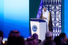 Saudi Minister of Investment, H.E. Khalid A. Al-Falih, addresses delegates at the 28th World Investment Conference in Riyadh, Saudi Arabia. (Photo: AETOSWire)