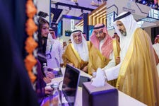 HE Bandar AlKhorayef, Minister of Industry and Mineral Resources of Saudi Arabia visits the exhibition at the World Investment Conference, with Dr. Abdullah Aldubaikhi and Ibrahim Al-Mubarak, both Assistant Ministers of Investment, Saudi Arabia (Photo: AETOSWire)