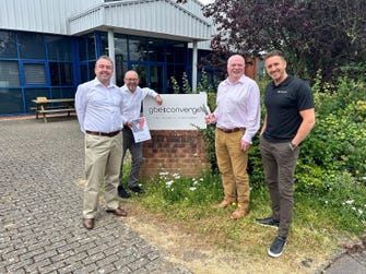 From left to right: Chris Dyke – Sales Director UK & Ireland, Allied Telesis; Mark Hallett – Technology Sales Manager, GBE Converge; Rob Smith – IT Solutions Architect, GBE Converge; Sam Scott – Senior Account Manager, Allied Telesis (Photo: Business Wire)