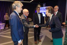 Princess Royal meets three of the winners: L-R Professor Yoshua Bengio, Dr Bill Dally and Professor Yann LeCun.