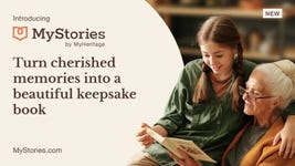 Introducing MyStories by MyHeritage. Turn cherished memories into a beautiful keepsake book. MyStories.com (Graphic: Business Wire)