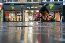 EDITORIAL USE ONLYA McDonald’s restaurant in Croydon rebrands to ‘Big Mike’s’ to celebrate Stormzy’s go-to order arriving at McDonald’s this week. Picture date: Sunday February 8, 2025. PA Photo. Stormzy is the first UK celebrity to curate a ‘McDonald’s Famous Order’, and nine McDonald’s restaurants across his hometown of Croydon will get to access to the meal 48 hours ahead of the nationwide launch on Wednesday. The Stormzy Meal comprises 9 McNuggets, Fries, an Oreo McFlurry or Apple Pie, and a Sprite Zero.