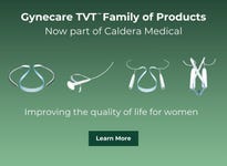 Caldera Medical is expanding its commitment to women’s health with the acquisition of Ethicon’s Gynecare TVT™ family of products! With over two decades of clinical data and trusted efficacy, TVT has been a gold standard in minimally invasive treatment for stress urinary incontinence (SUI). This acquisition ensures a seamless transition for surgeons, patients, and partners, as we maintain the same manufacturing, materials, and dedicated team behind these life-changing products. Our mission is clear: expanding access to proven pelvic health solutions and improving the quality of life for women worldwide.